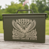 Arizona Grand Canyon eagle design laser engraved on an OD green steel storage can