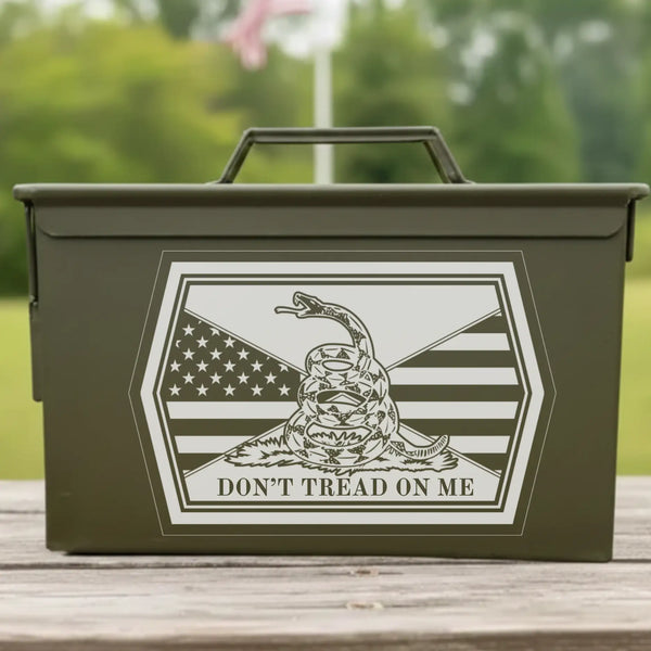 Don't Tread engraved steel ammunition can