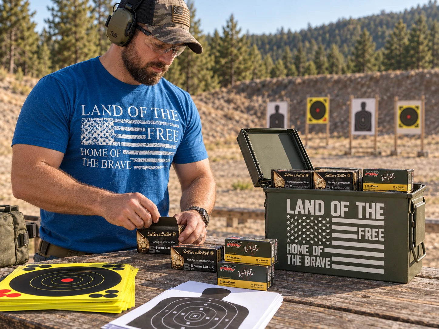 Outdoor range day with PMC 5.56, S&B 9mm and engraved cans