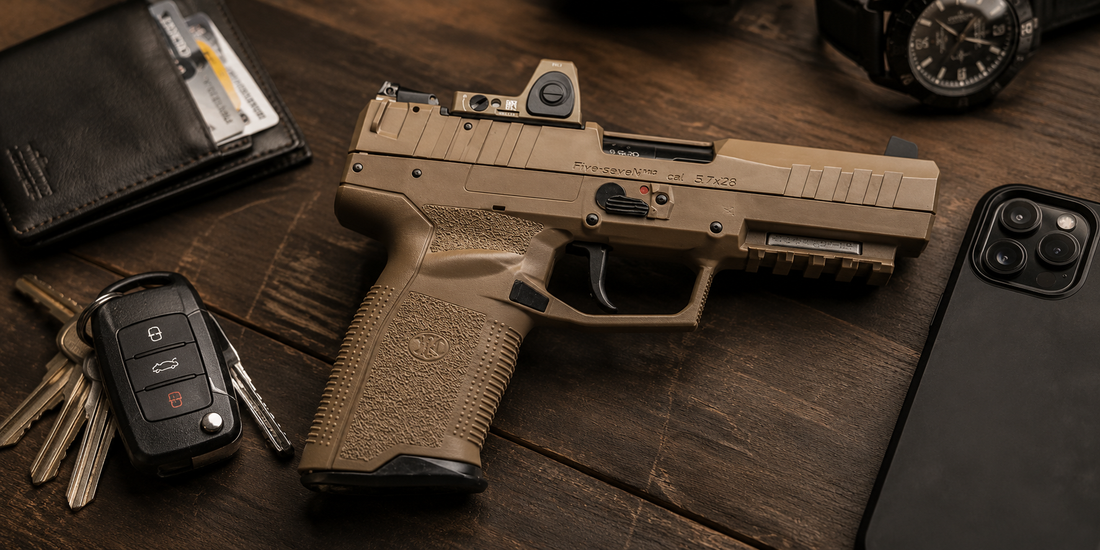 FN 5.7x28mm Handgun with EDC gear