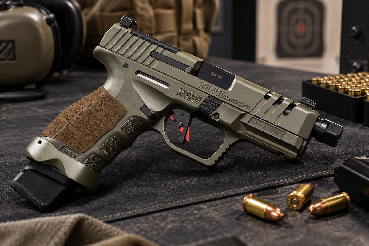 SAR 9 C SOCOM on black mat and bench
