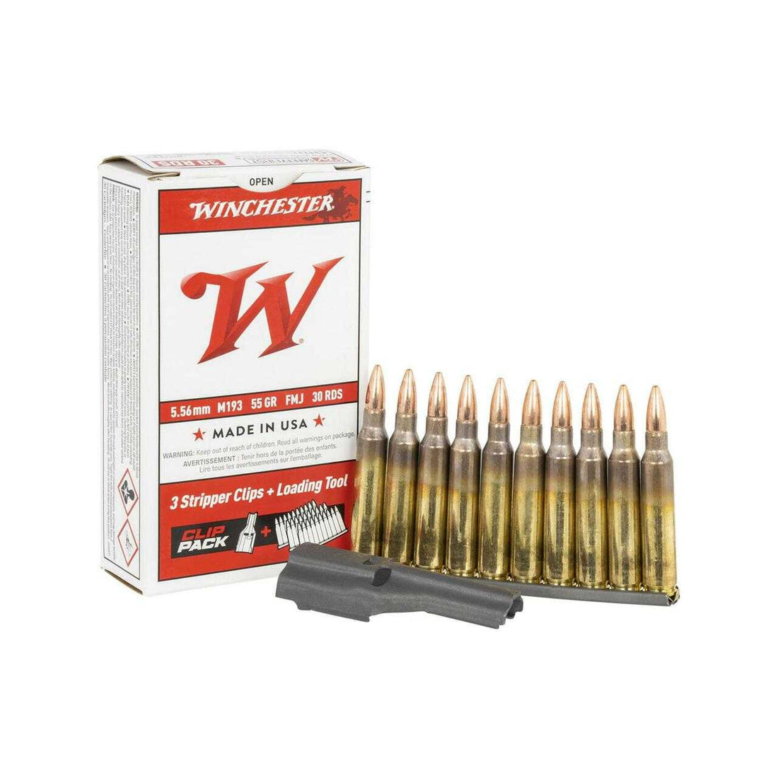 Winchester USA 5.56x45mm NATO M193 55 Grain FMJ Stripper Clips