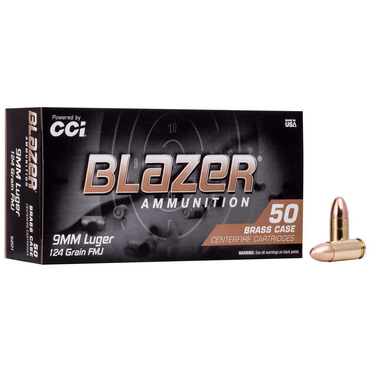 CCI Blazer 9mm Luger 124 Grain Full Metal Jacket - Box of 50