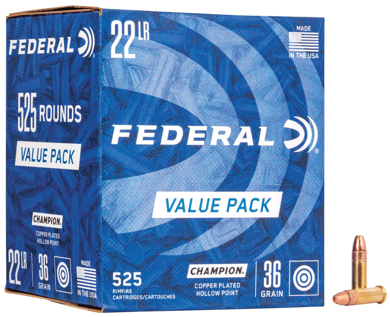 Federal .22 LR 36 Grain Copper Plated - Box of 525