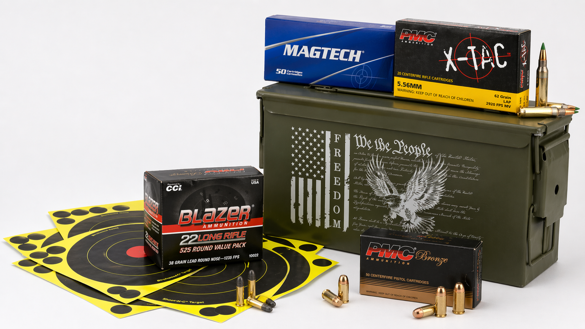 Ammunition boxes, ammo can, and loose rounds