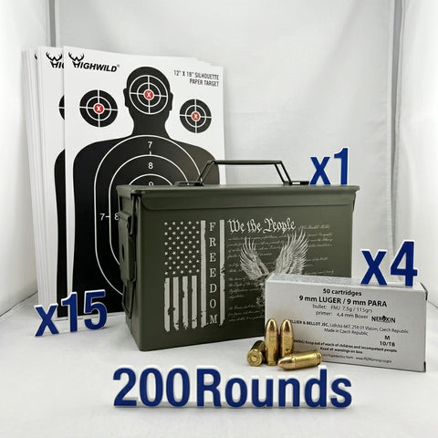 9mm Range Bundle - 200 Rounds S&B 9mm + 15 Targets