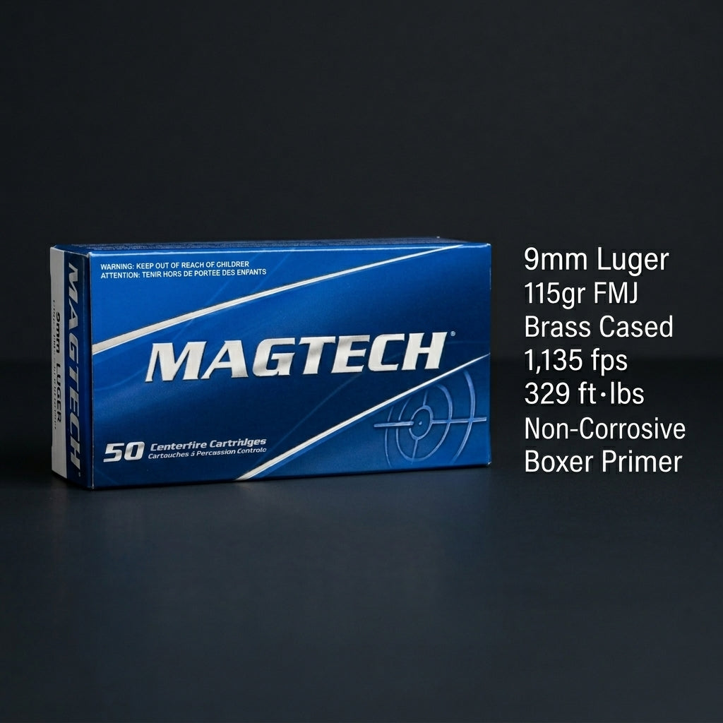 Magtech 9mm FMJ 115 Grain 50 Round Box