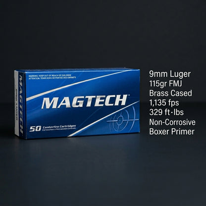 Magtech 9mm FMJ 115 Grain 50 Round Box