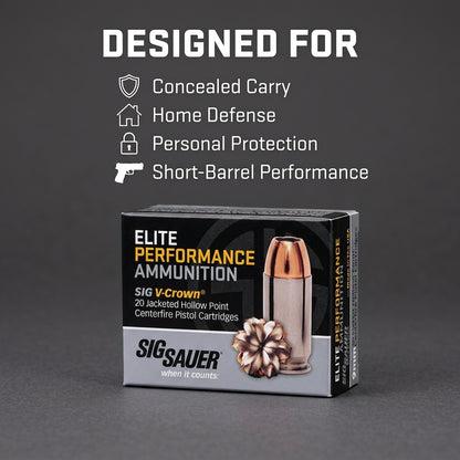 Sig Sauer Elite Performance V-Crown Ammunition 9mm 147gr JHP
