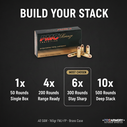 PMC Bronze 40 S&amp;W 165 Grain Full Metal Jacket